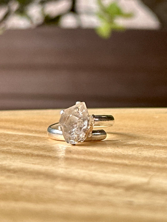 Anillo ajustable de Cuarzo Herkimer
