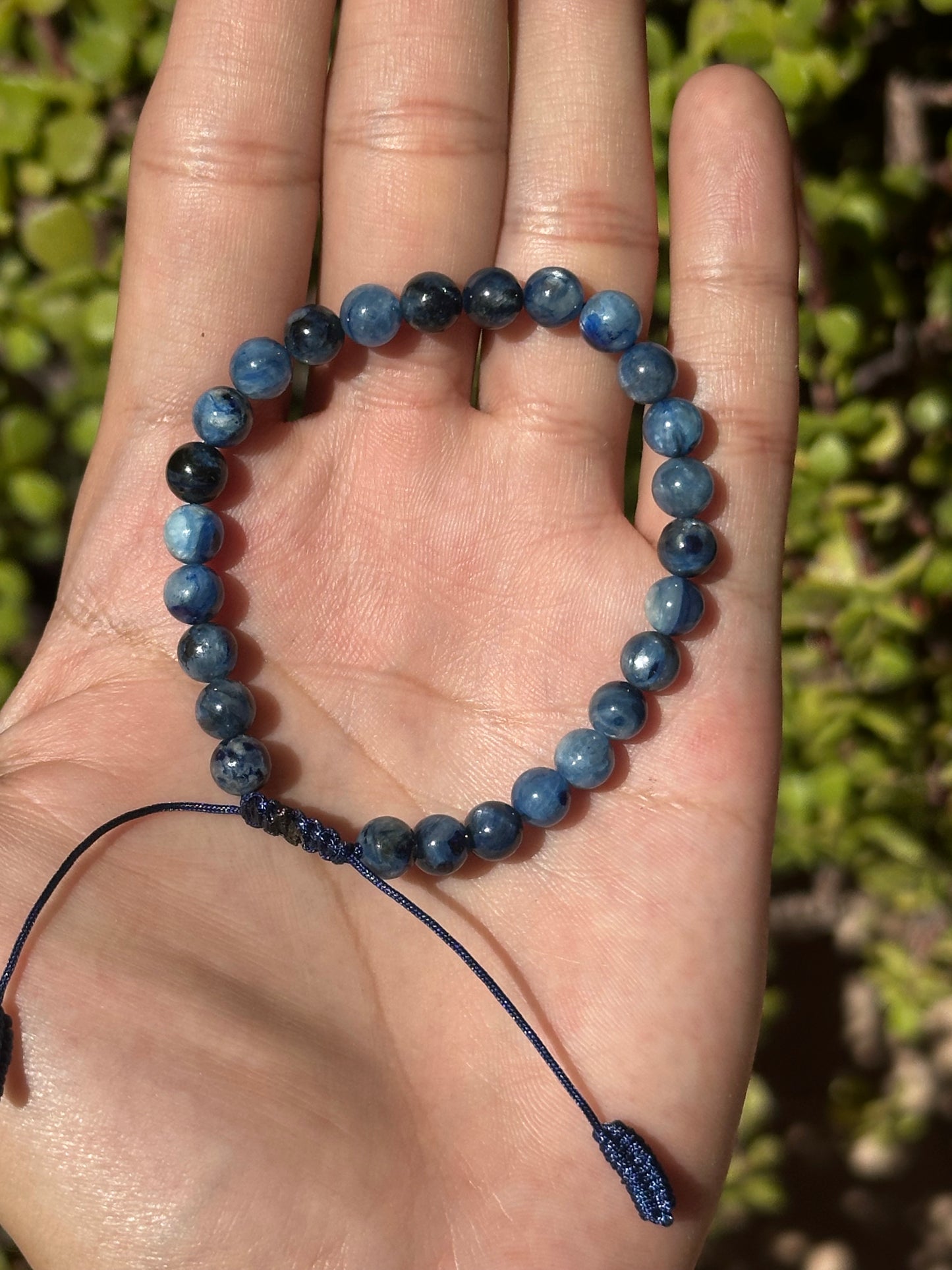 Pulsera Ajustable de Cianita Azul 6mm