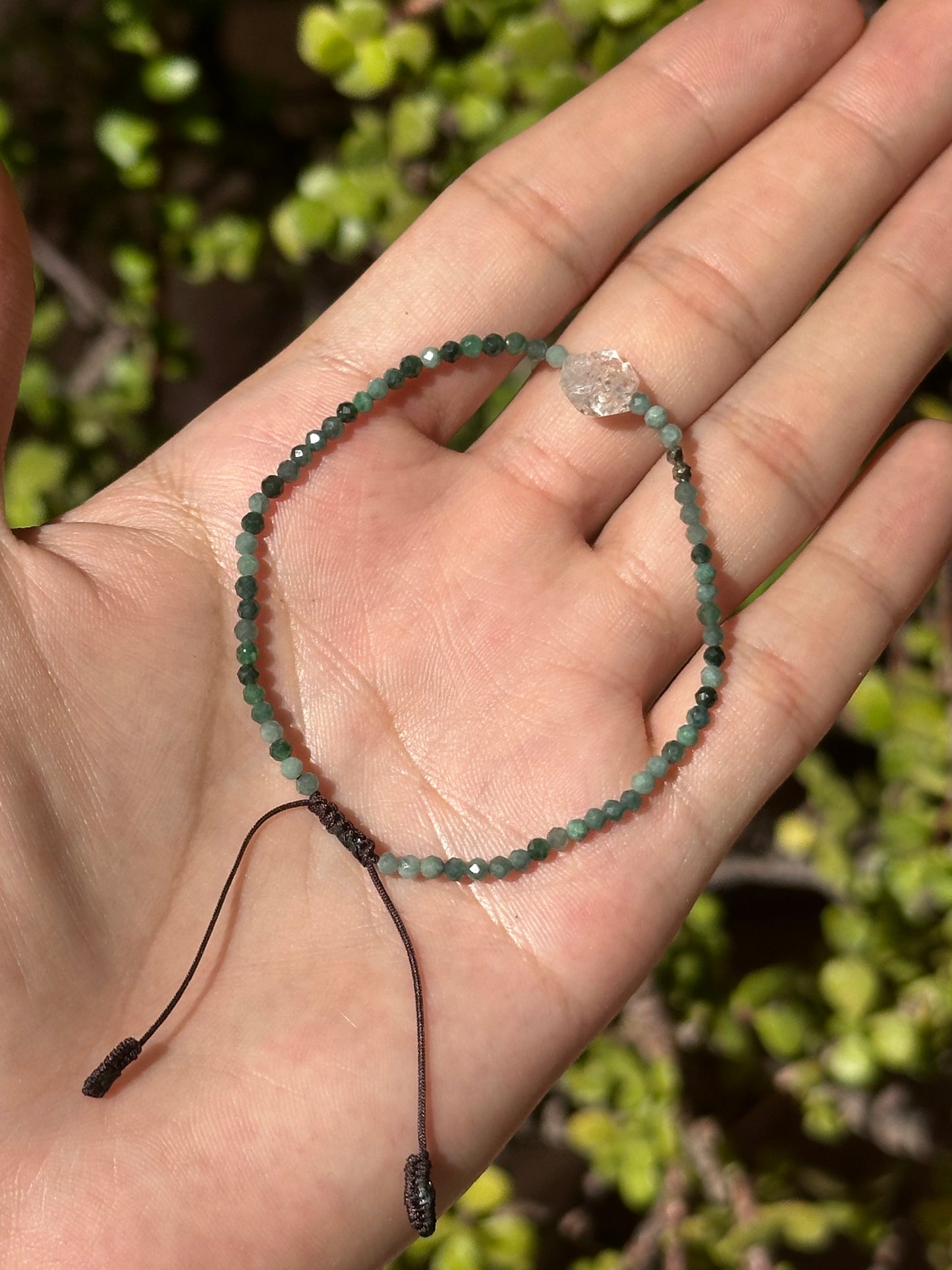 Pulsera de Jade de Guatemala Facetado con Herkimer y Hematita