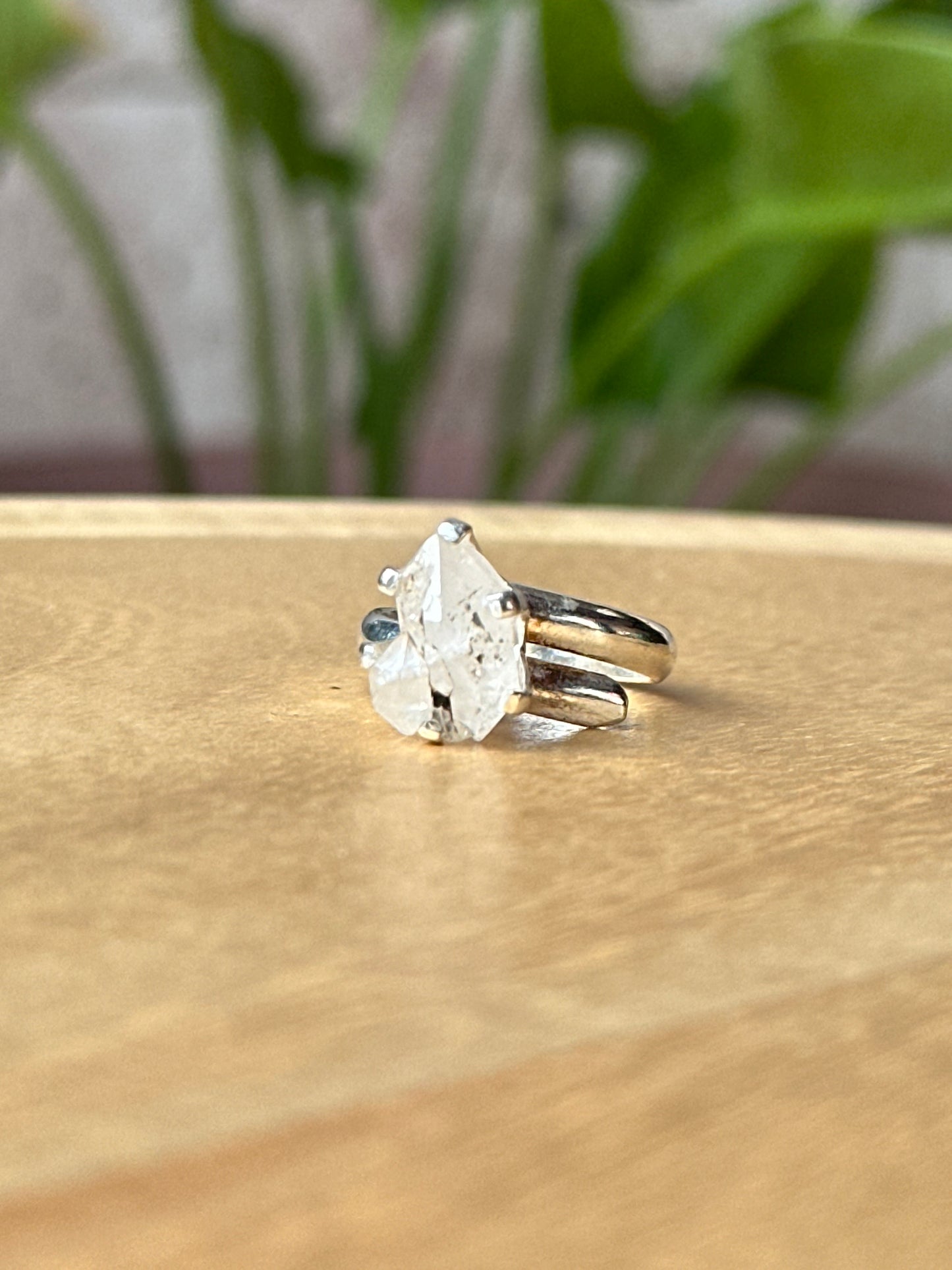 Anillo ajustable de Cuarzo Herkimer mini