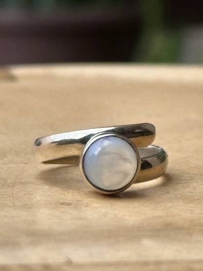 Anillo ajustable de perla natural