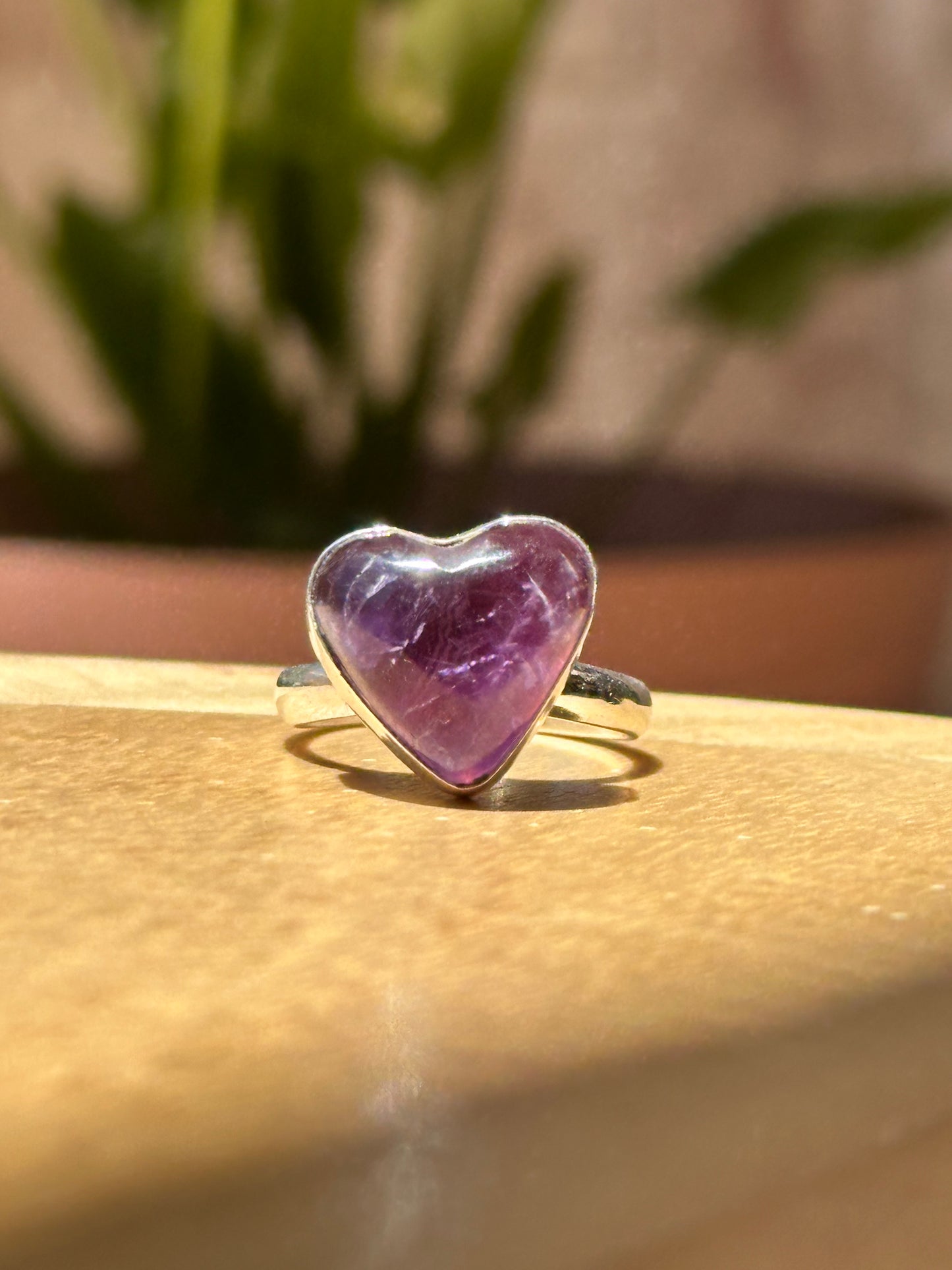 Anillo ajustable de Amatista corazón