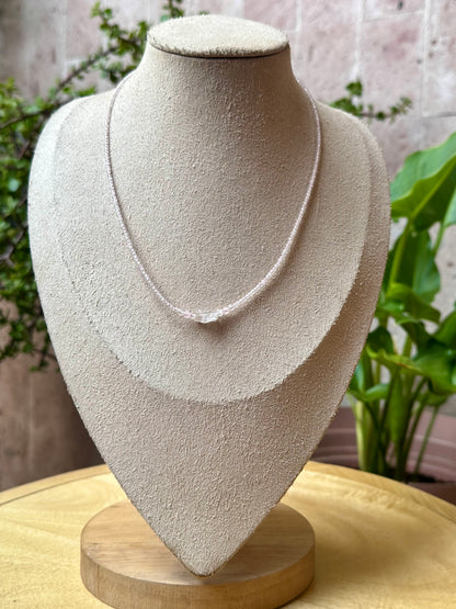 Choker de Cuarzo Rosa con Herkimer Mini