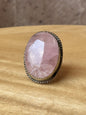 Anillo ajustable de Cuarzo rosa grande