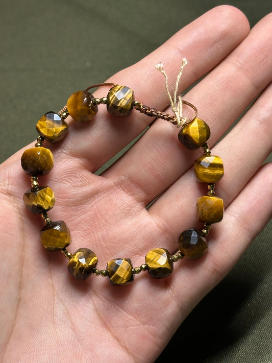 Pulsera ajustable de ojo de tigre & hematita
