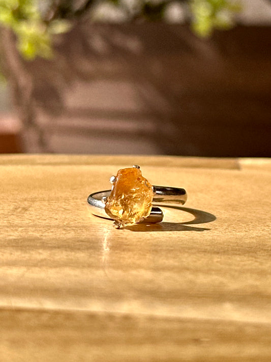 Anillo ajustable de Citrino en bruto