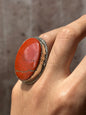 Anillo ajustable de jaspe rojo grande