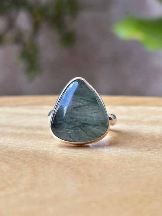 Anillo ajustable de cuarzo rutilado