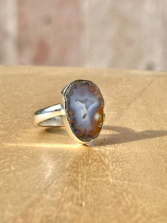 Anillo ajustable de geoda Ágata