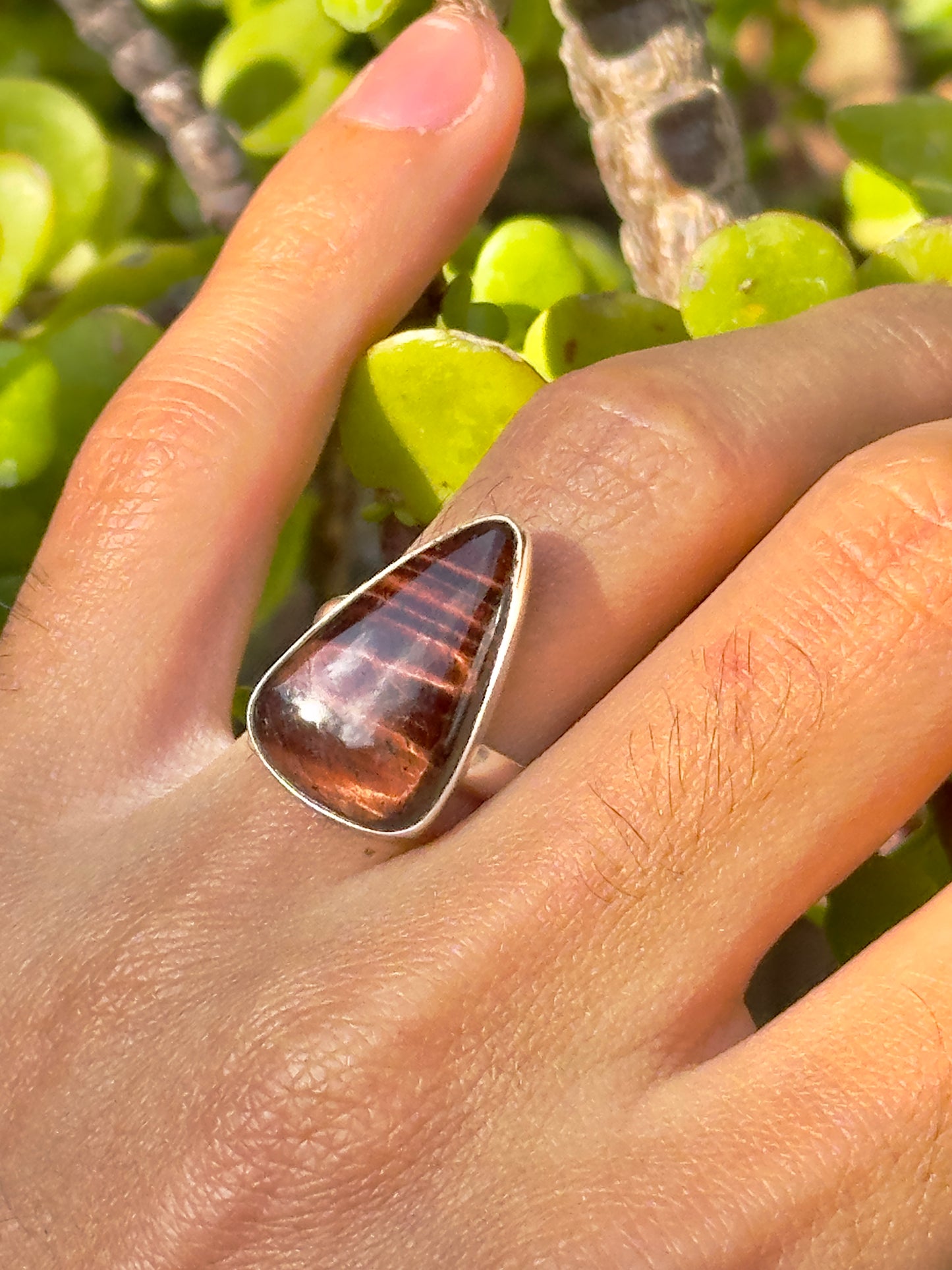 Anillo Ajustable de Ojo de Buey en Alpaca