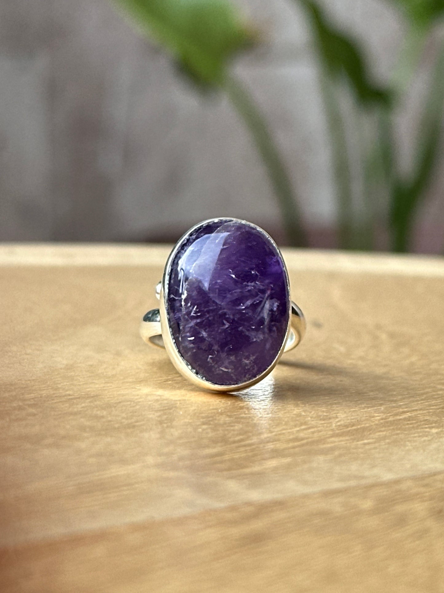 Anillo ajustable de Amatista ovalado
