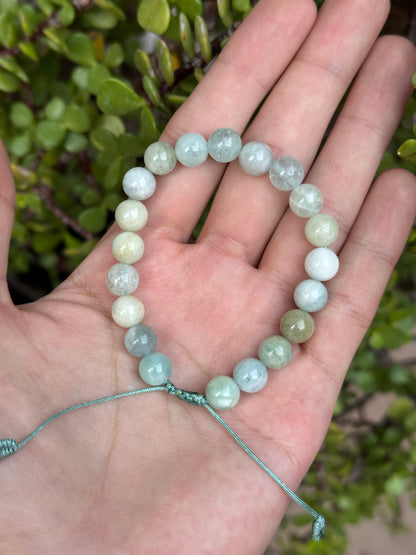 Pulsera Ajustable de Aguamarina 8mm