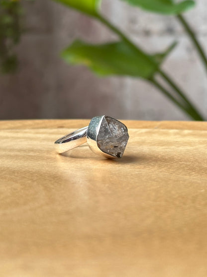 Anillo ajustable de Cuarzo Herkimer grande