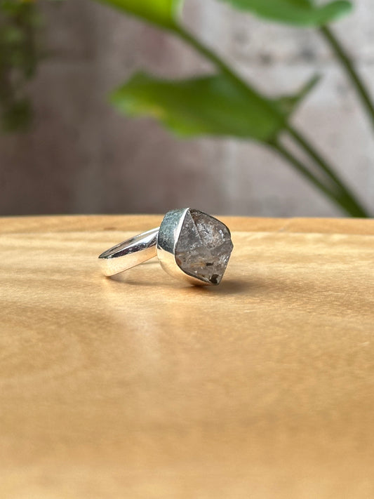Anillo ajustable de Cuarzo Herkimer grande