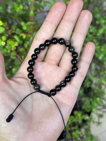 Pulsera ajustable de Obsidiana Dorada 8mm