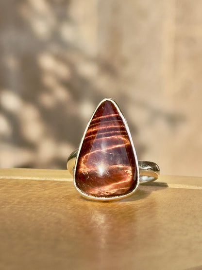 Anillo Ajustable de Ojo de Buey en Alpaca