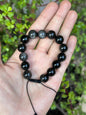 Pulsera Ajustable de Obsidiana Plateada 12mm