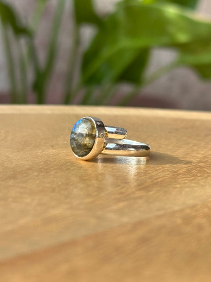 Anillo ajustable de labradorita