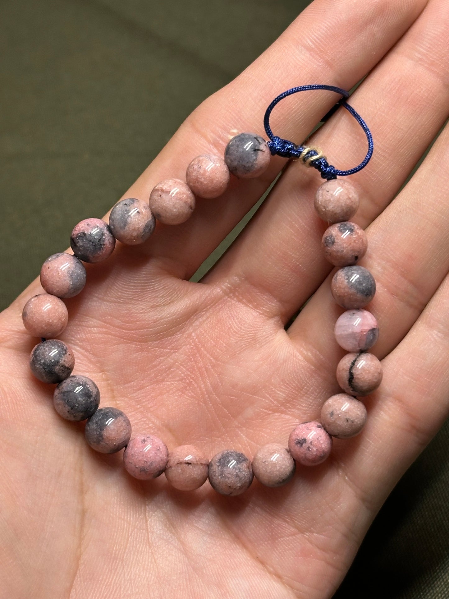 Pulsera ajustable de Rodonita esfera