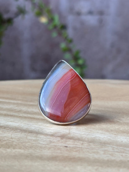 Anillo Ajustable de Cornalina Bandeada