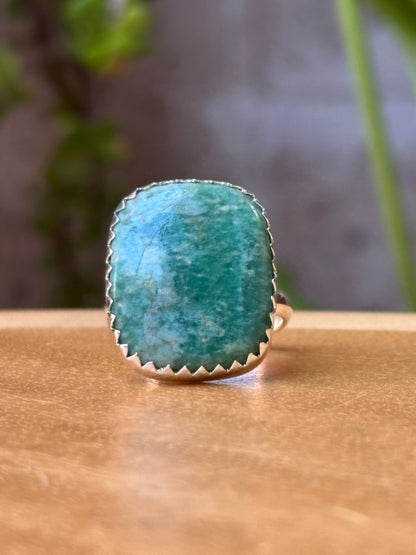 Anillo ajustable de amazonita
