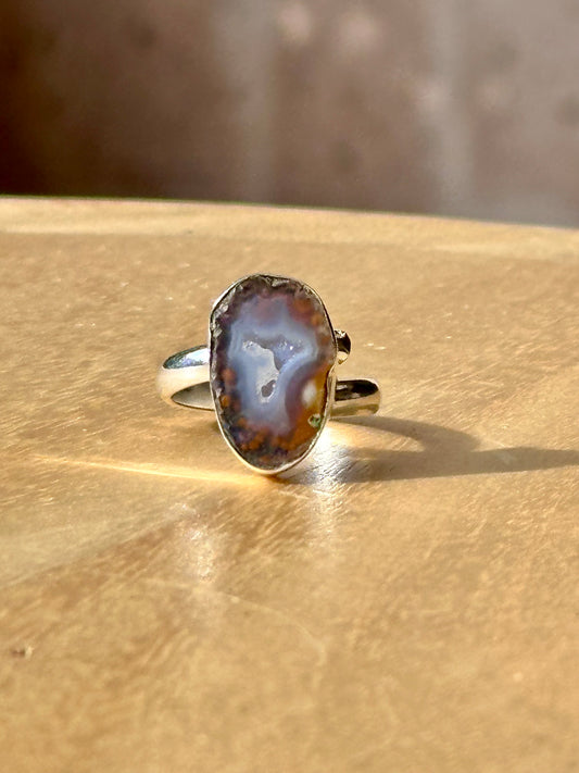 Anillo ajustable de geoda Ágata