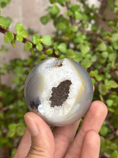 Esfera de Ágata con Amatista Drusy | 6 cm