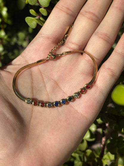 Pulsera de 7 Chakras con Zirconias | Broche Ajustable