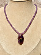 Collar Ajustable de Mano de Fátima con Cuarzo Amatista