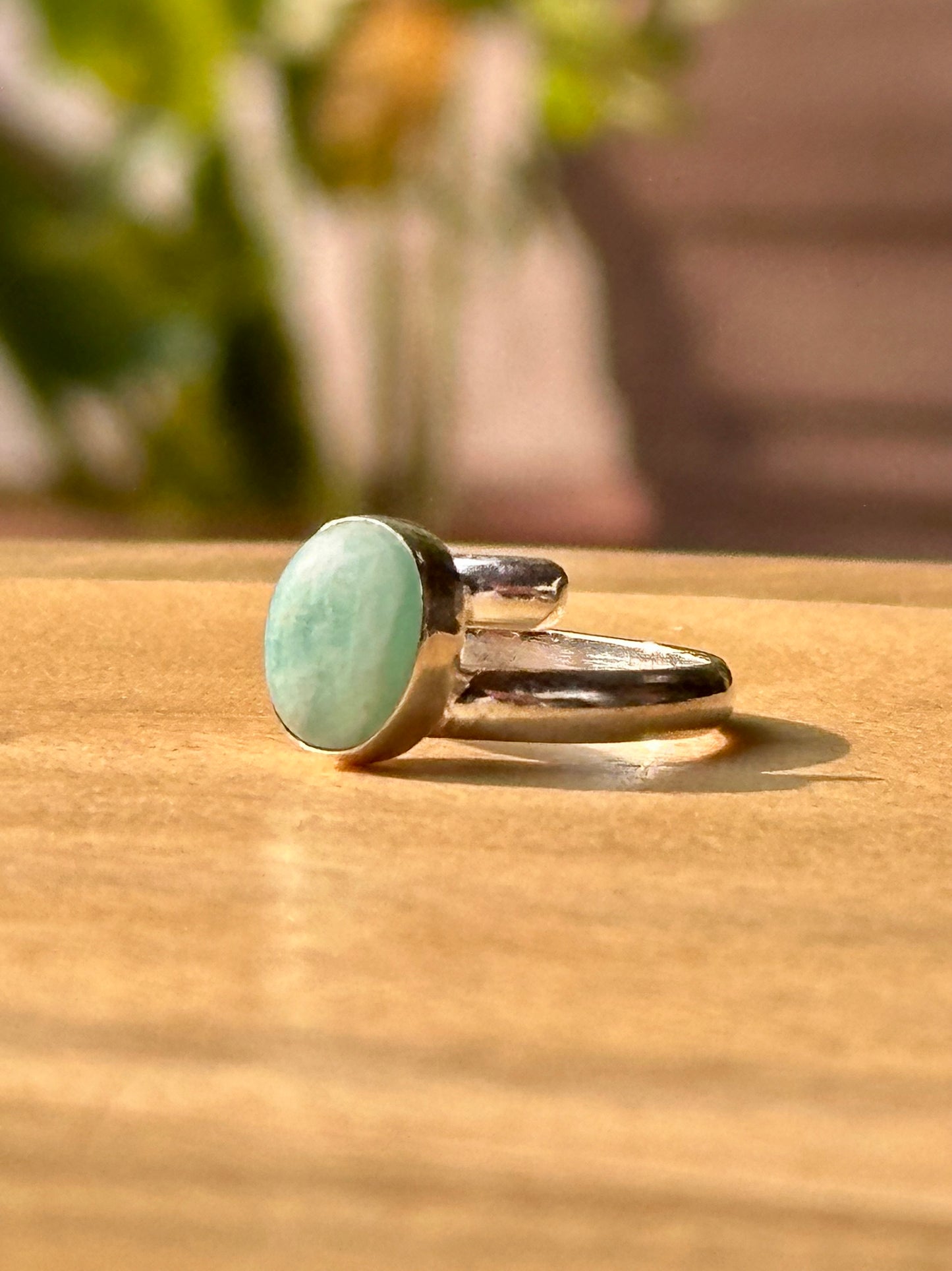 Anillo ajustable de amazonita