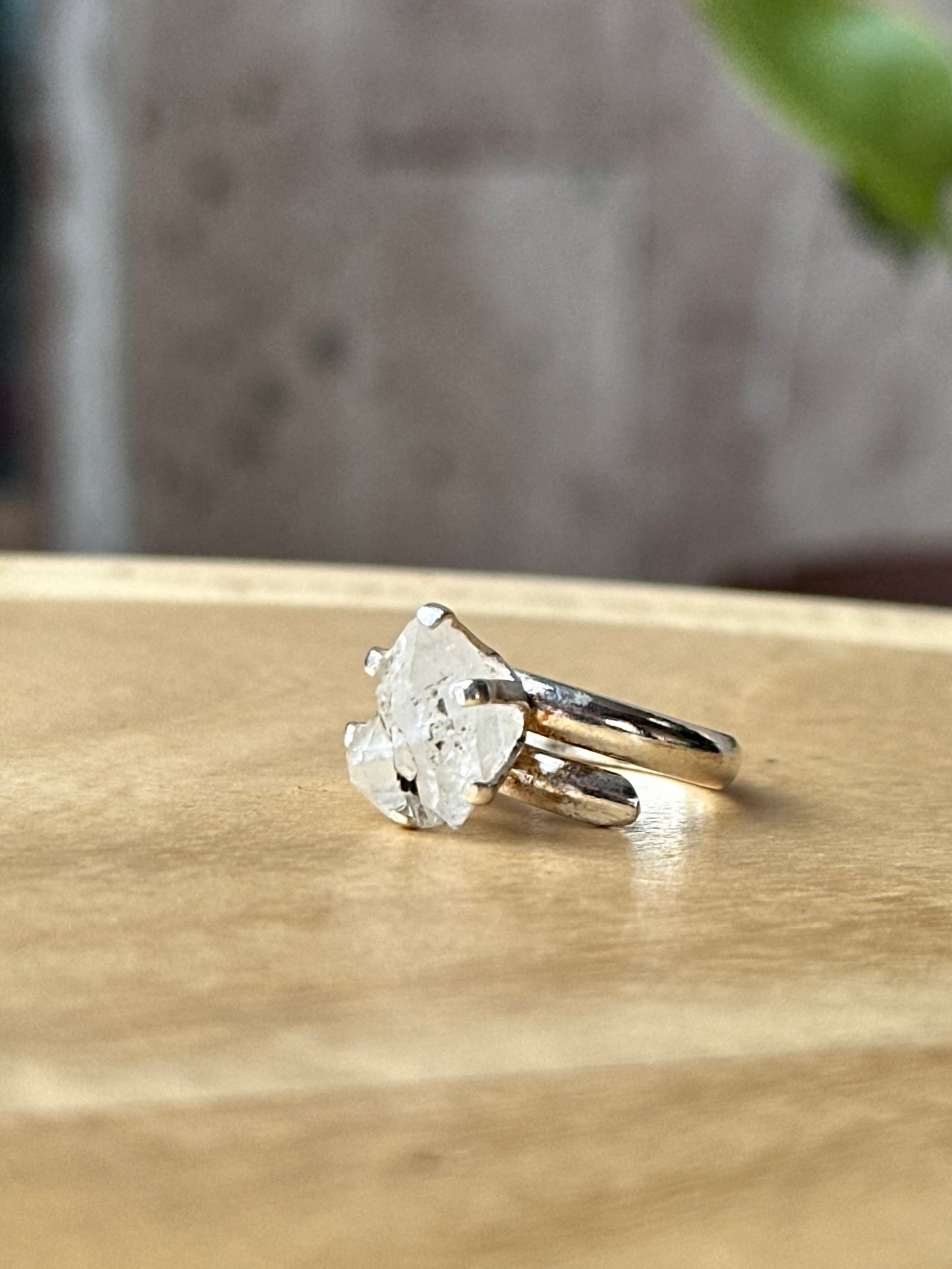 Anillo ajustable de Cuarzo Herkimer mini