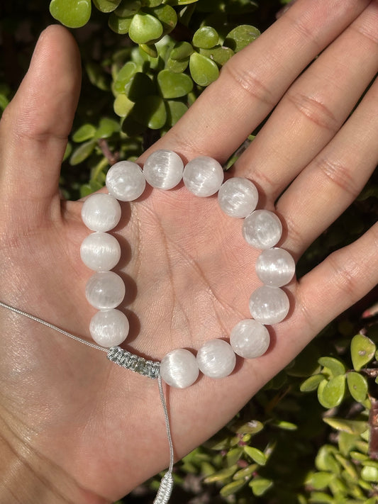 Pulsera Ajustable de Selenita 12mm