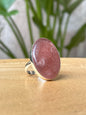 Anillo Ajustable de Cuarzo Fresa en Alpaca Platinada
