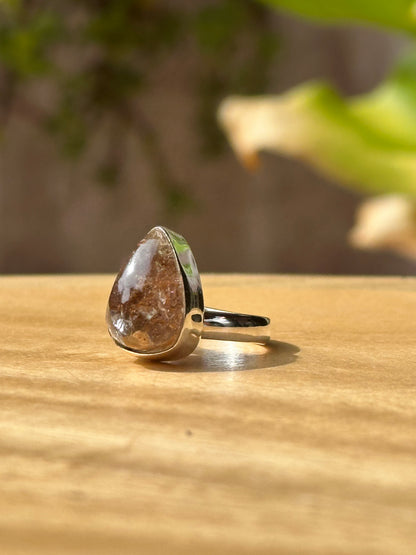 Anillo Ajustable de Cuarzo Jardín blanco