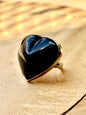 Anillo ajustable de obsidiana arcoíris corazón