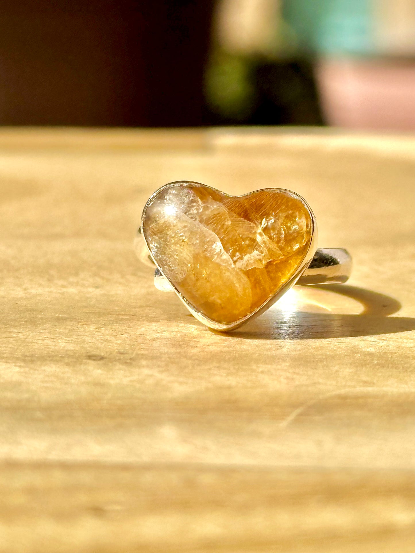 Anillo ajustable de Citrino corazón