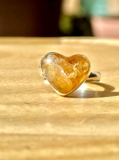 Anillo ajustable de Citrino corazón