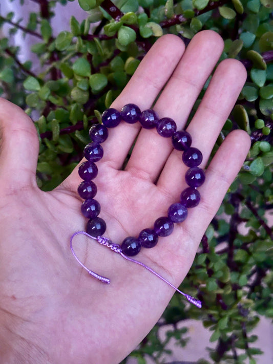 Pulsera Ajustable de Amatista 10mm