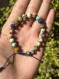 Pulsera Ajustable de Azurita y Hematita Dorada