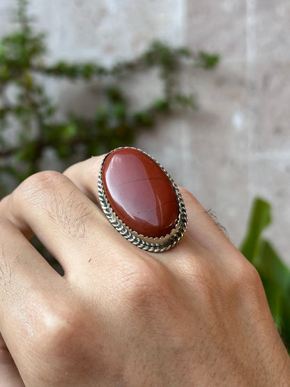Anillo ajustable de jaspe rojo