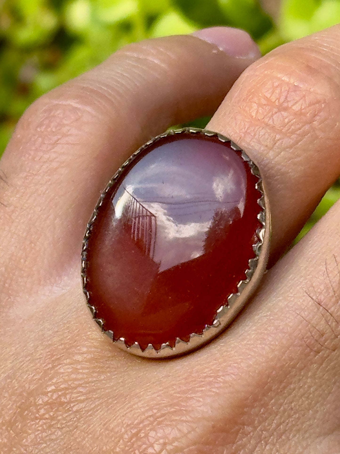 Anillo ajustable de cornalina roja