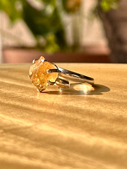 Anillo ajustable de Citrino en bruto