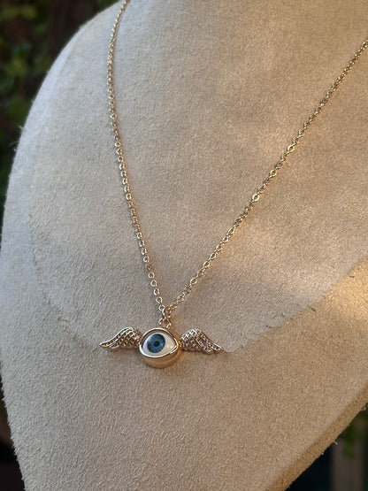Collar Ojo Místico con Alas | Acero Inoxidable
