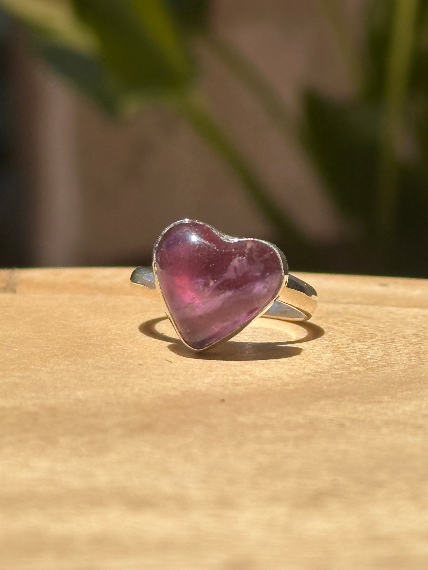 Anillo ajustable de Amatista corazón
