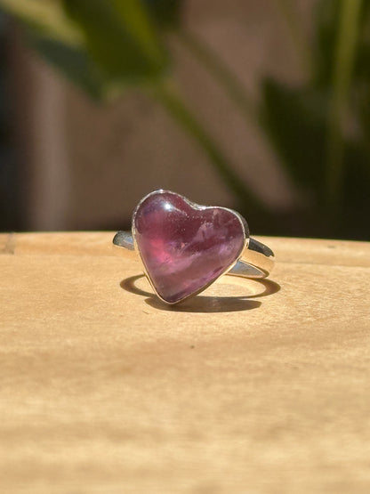 Anillo ajustable de Amatista corazón