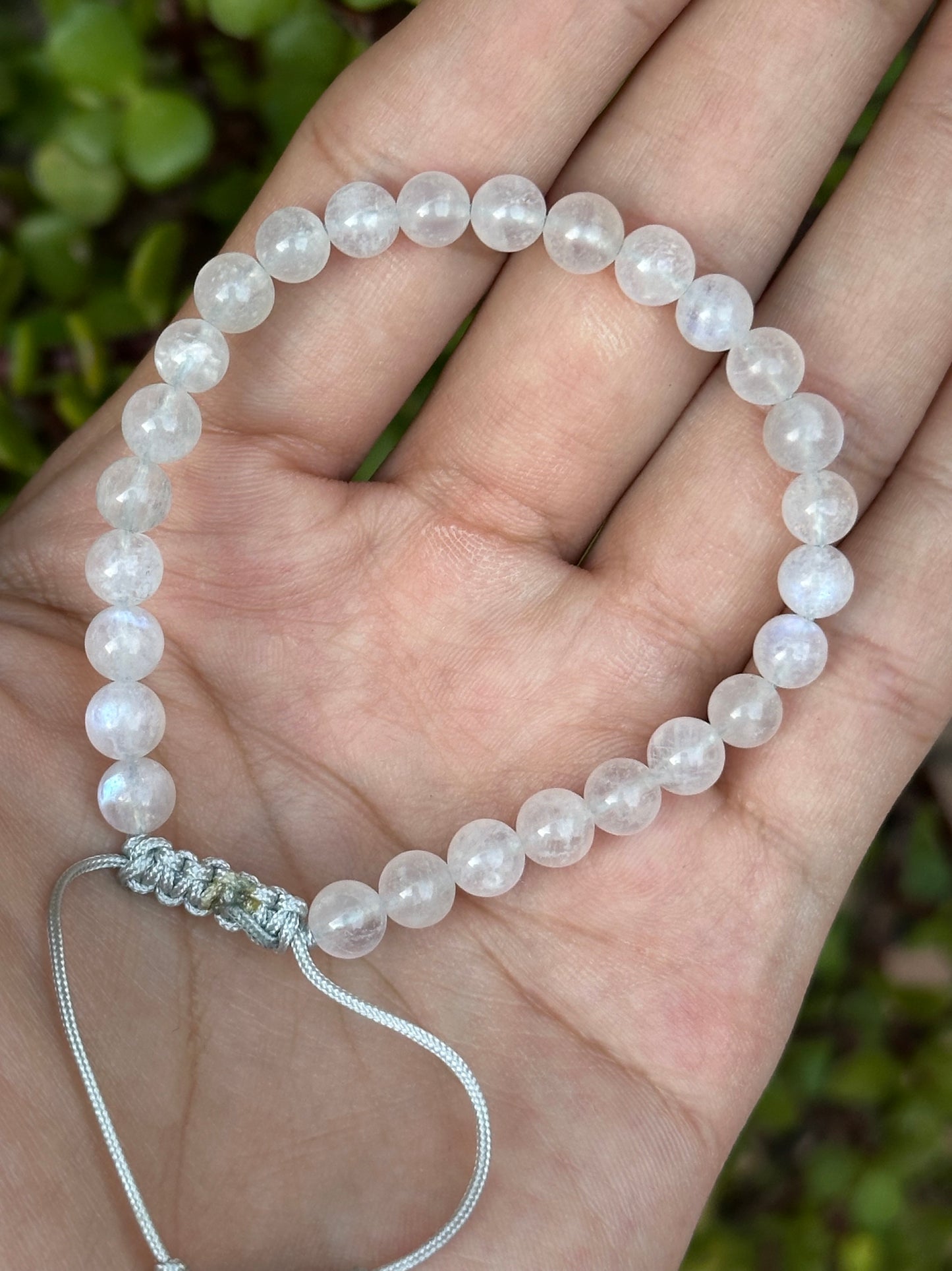 Pulsera Ajustable de Piedra Luna 6mm
