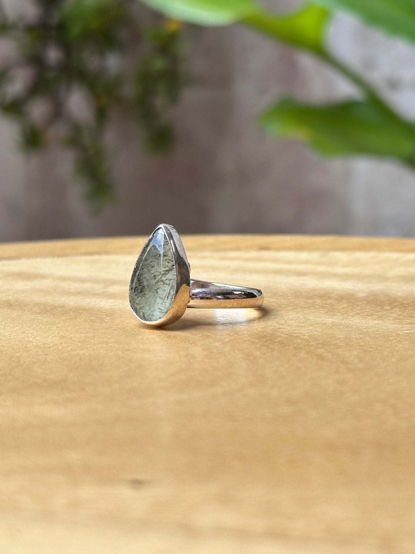 Anillo ajustable de Rutilo verde gota