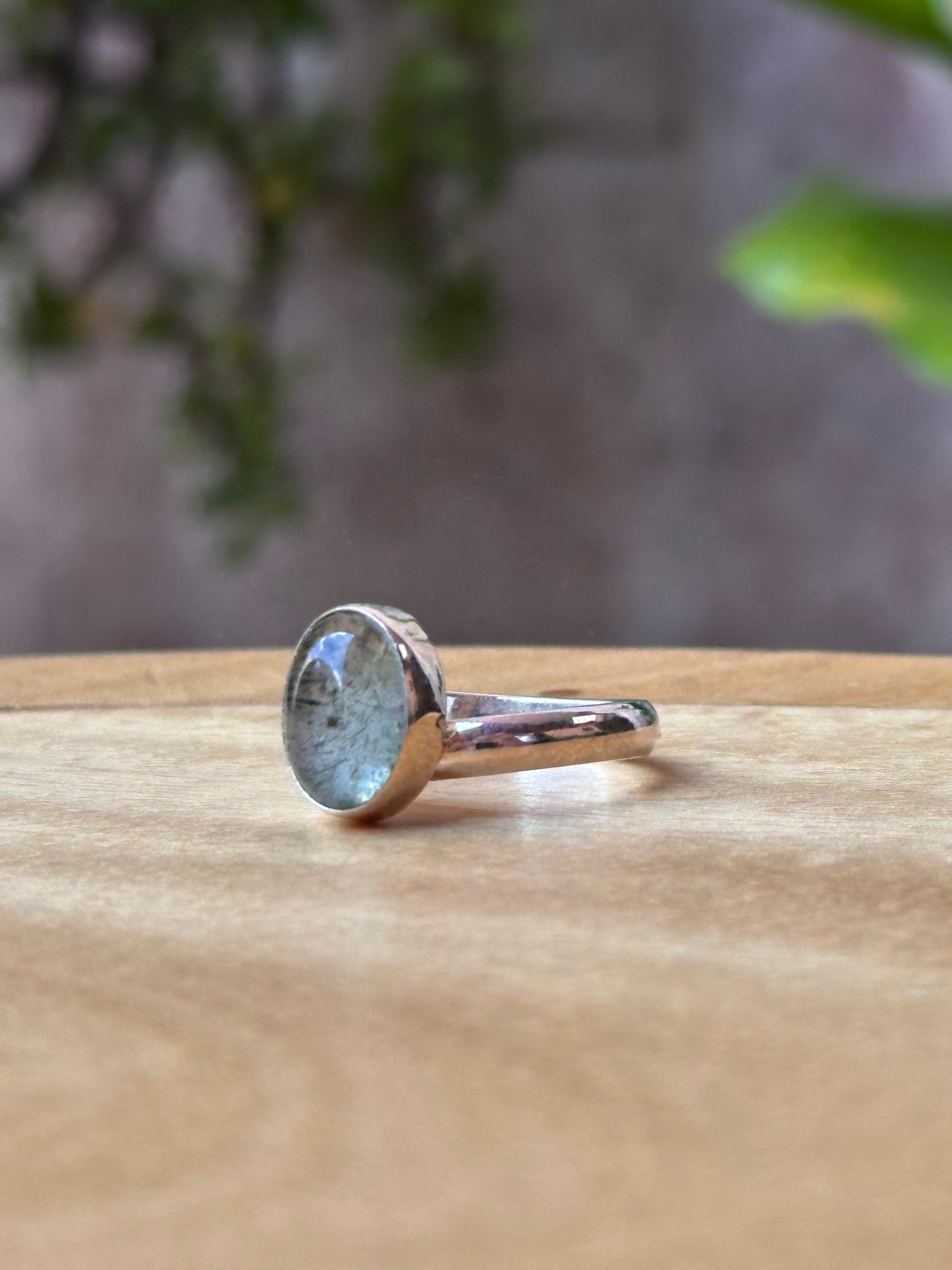 Anillo ajustable de Rutilo verde redondo
