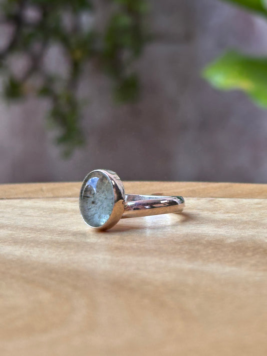 Anillo ajustable de Rutilo verde redondo