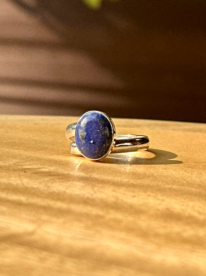 Anillo ajustable de Lapislázuli redondo mini